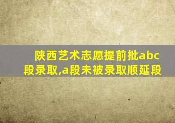 陕西艺术志愿提前批abc段录取,a段未被录取顺延段