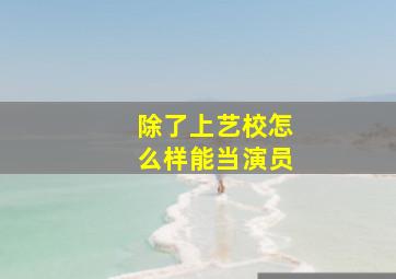 除了上艺校怎么样能当演员