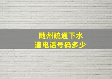 随州疏通下水道电话号码多少