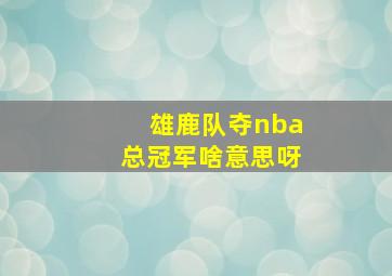 雄鹿队夺nba总冠军啥意思呀