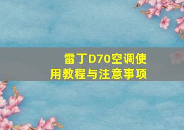 雷丁D70空调使用教程与注意事项