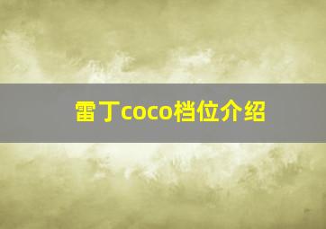 雷丁coco档位介绍