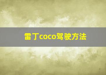 雷丁coco驾驶方法