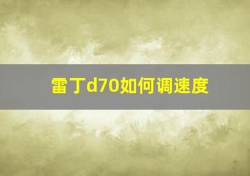 雷丁d70如何调速度