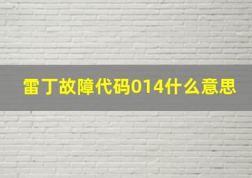 雷丁故障代码014什么意思