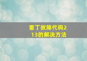 雷丁故障代码213的解决方法