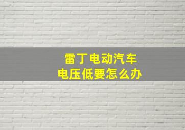 雷丁电动汽车电压低要怎么办