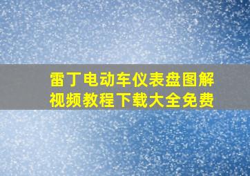 雷丁电动车仪表盘图解视频教程下载大全免费