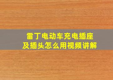 雷丁电动车充电插座及插头怎么用视频讲解