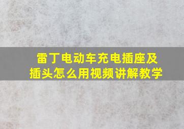 雷丁电动车充电插座及插头怎么用视频讲解教学