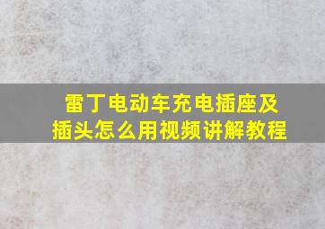 雷丁电动车充电插座及插头怎么用视频讲解教程