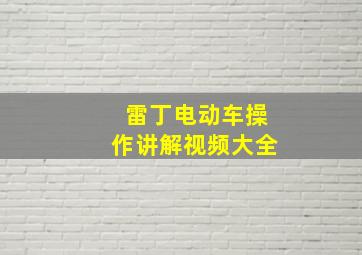 雷丁电动车操作讲解视频大全