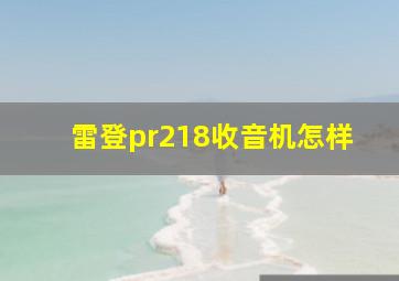 雷登pr218收音机怎样