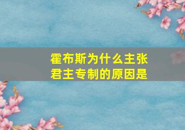 霍布斯为什么主张君主专制的原因是