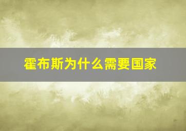 霍布斯为什么需要国家