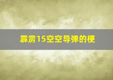 霹雳15空空导弹的梗