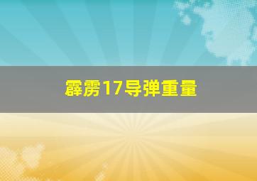 霹雳17导弹重量