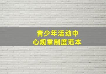 青少年活动中心规章制度范本