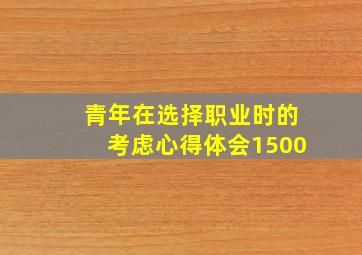 青年在选择职业时的考虑心得体会1500