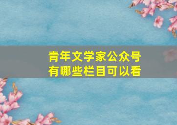 青年文学家公众号有哪些栏目可以看