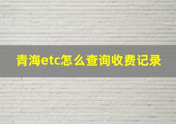 青海etc怎么查询收费记录