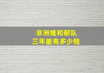 非洲维和部队三年能有多少钱