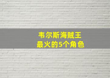 韦尔斯海贼王最火的5个角色