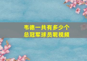 韦德一共有多少个总冠军球员呢视频