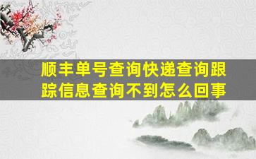 顺丰单号查询快递查询跟踪信息查询不到怎么回事