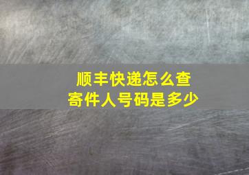 顺丰快递怎么查寄件人号码是多少