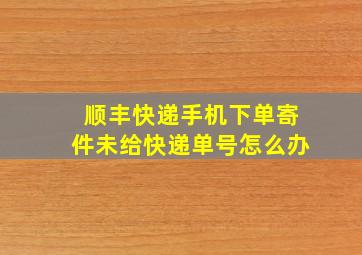 顺丰快递手机下单寄件未给快递单号怎么办