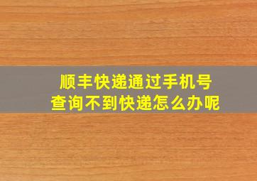 顺丰快递通过手机号查询不到快递怎么办呢