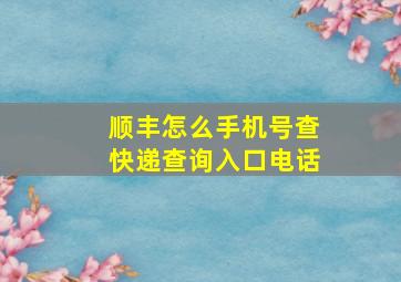 顺丰怎么手机号查快递查询入口电话