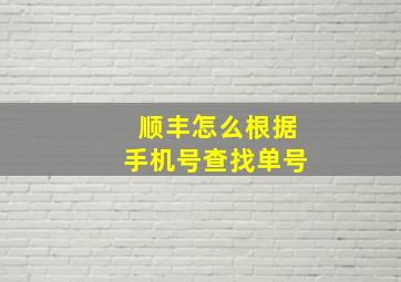 顺丰怎么根据手机号查找单号