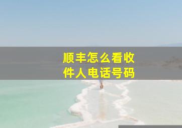 顺丰怎么看收件人电话号码