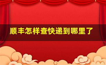 顺丰怎样查快递到哪里了