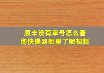 顺丰没有单号怎么查询快递到哪里了呢视频