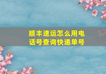 顺丰速运怎么用电话号查询快递单号