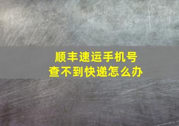 顺丰速运手机号查不到快递怎么办