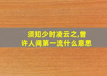 须知少时凌云之,曾许人间第一流什么意思