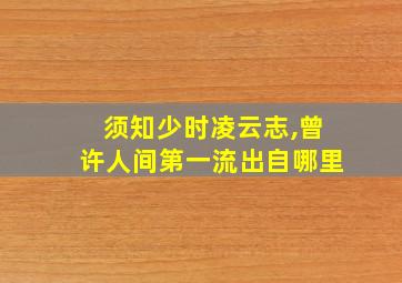 须知少时凌云志,曾许人间第一流出自哪里