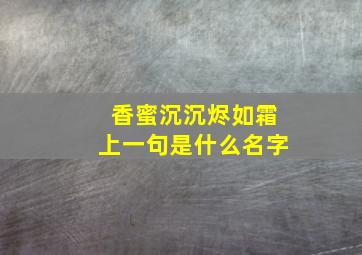 香蜜沉沉烬如霜上一句是什么名字