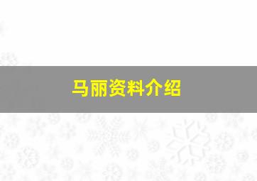 马丽资料介绍