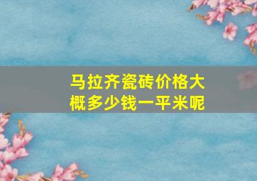 马拉齐瓷砖价格大概多少钱一平米呢