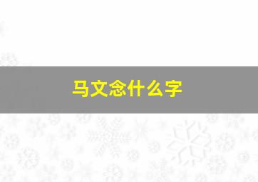 马文念什么字