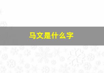 马文是什么字