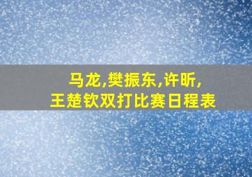 马龙,樊振东,许昕,王楚钦双打比赛日程表