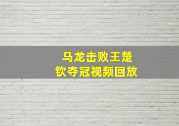 马龙击败王楚钦夺冠视频回放