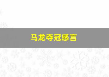 马龙夺冠感言