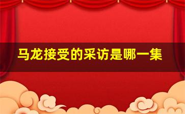 马龙接受的采访是哪一集